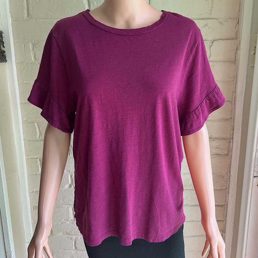 Old Navy size medium purple ruffle statement sleeve summer blouse